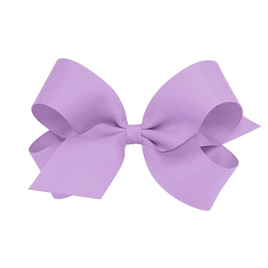 Wee Ones Girls' Classic Grosgrain Hair Bows with Plain Wrap Center, No-Slip Hair Clip, Handmade, Light Orchid, Large