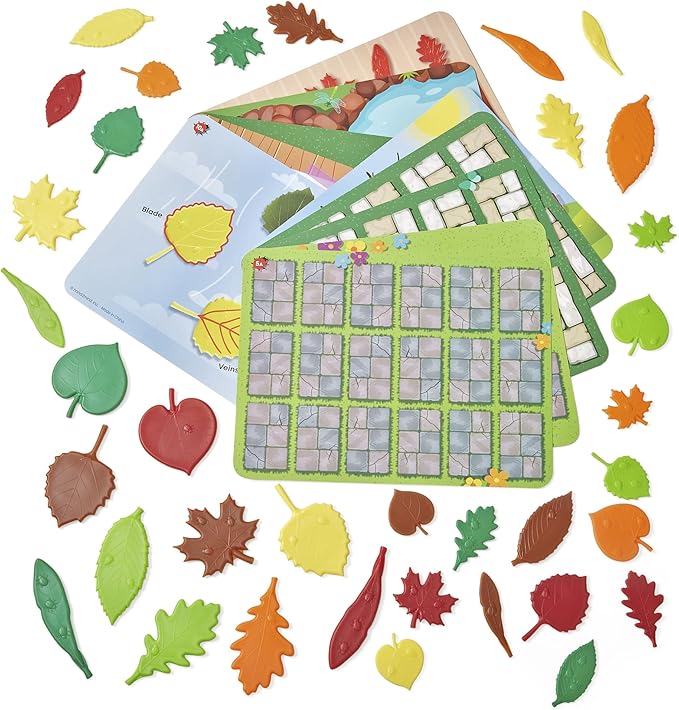 hand2mind Sensory Leaves Math Activity Set, Pattern Play, Shape Puzzle, Pattern Blocks Cards, Math Counters, Sorting Toy, Shapes for Toddlers, Counting Toy, Kindergarten Learning Activities