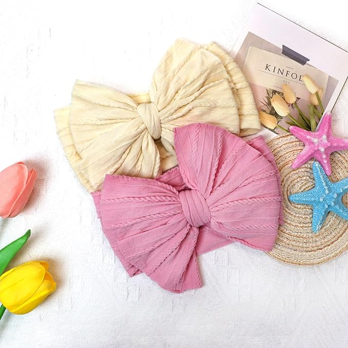 ALinmo 6 Pack Baby Headbands Super Soft Stretchy Nylon Hair Bands Hair Bows Hair Accessories for Baby Girls Newbrons infants Toddlers 03