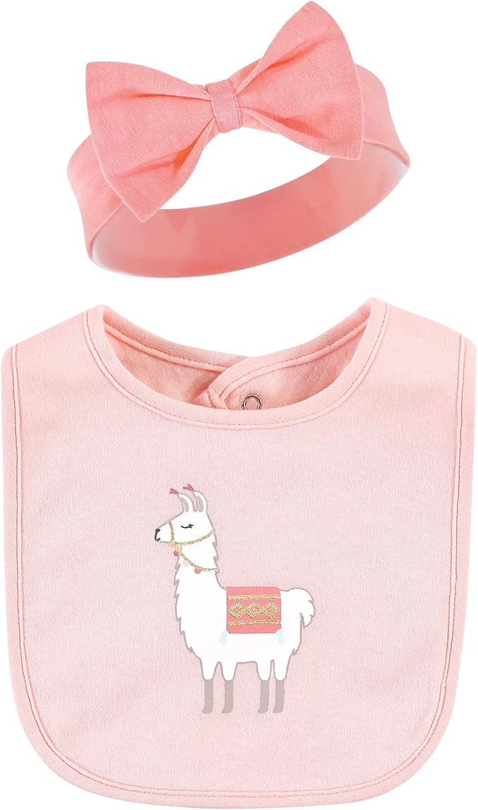 Hudson Baby Unisex Baby Cotton Bib and Headband Set