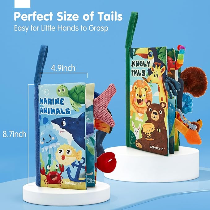 hahaland Baby Toys 0-6 Months - Crinkle Books for Babies 2-Pack, Soft Cloth Sensory Touch Feel Baby Book 6-12 Months Infant Montessori Toys 0-3 Month Newborn Baby Boys Gifts 3-6 Months Travel Toys