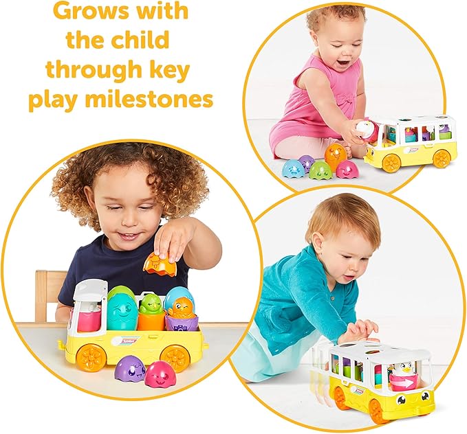 Toomies Tomy Hide and Squeak Egg Bus Baby Toy, Educational Shape Sorter with Colours and Sound, Easter Toy for Babies, Baby Push-Along Toy for Toddlers, Baby Boys & Girls Aged 1, 2 & 3 Year Olds