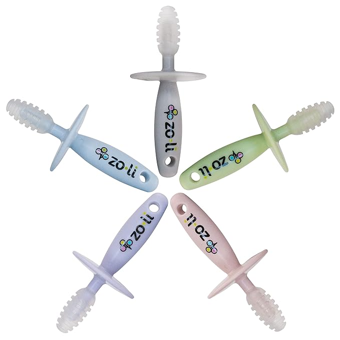 ZoLi Chubby Gummy teether | 2 Pack Baby Teething Relief - Green/Grey, BPA Free Teething Stick