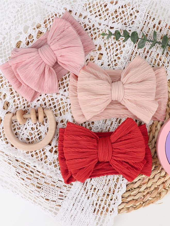 AQOKKA Baby Bows Headbands Nylon Baby Girl Headbands Soft Handmade Hairbands Toddler Hair Accessories for Girls Baby Newborn Infant Kids