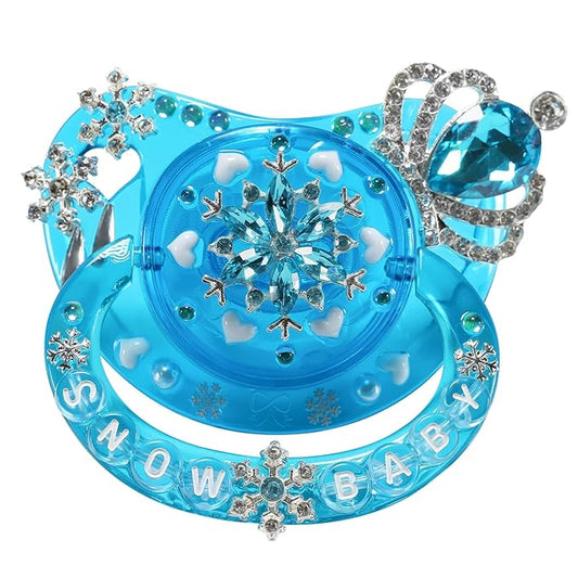 CutiePlusU Adult Sized Pacifier Dummy Crystal DIY Handmade-Blue