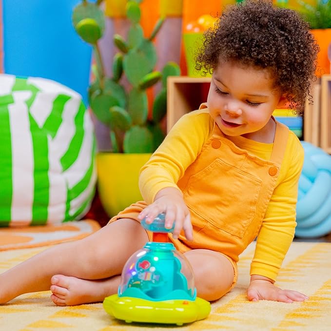 Bright Starts Press & Glow Spinner Cause and Effect Musical Baby Toy,Age 6 Months+,(Pack of 2)