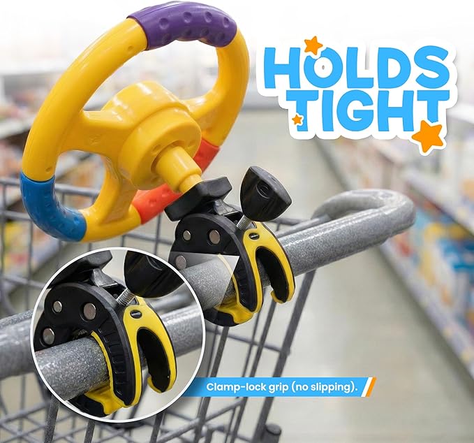 Kids Steering Wheel, Shopping Cart and Stroller Attachment, Entertainment Accessory for Children