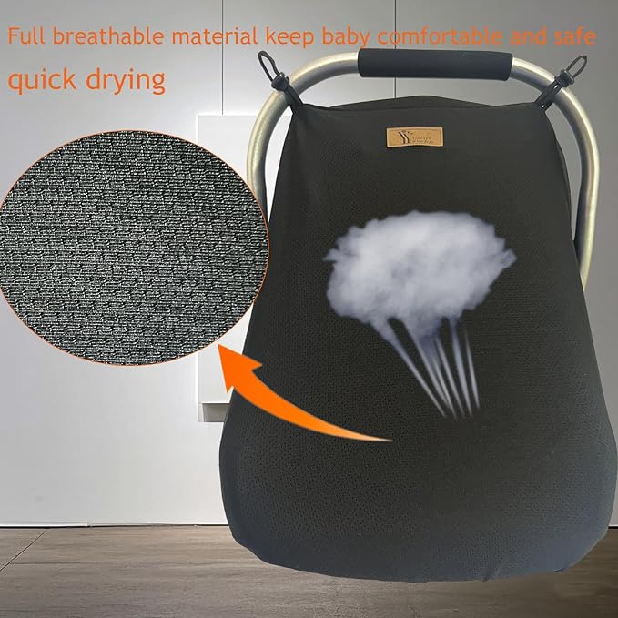 Car-Seat Canopies-Covers for Babies - Durable Baby Car Seat Cover for Boy Girl,Privacy and Sun Shield Protetion with Bug Net Dustproof for Infants Car Seat Spring Summer