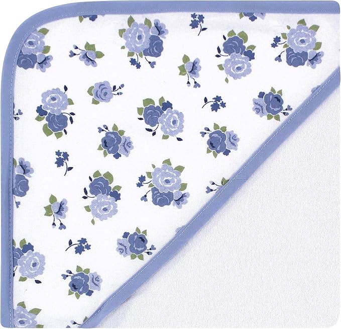 Luvable Friends Unisex Baby Cotton Terry Hooded Towels, Floral, One Size