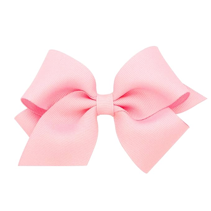 Wee Ones Baby Girls' Small Classic Grosgrain Hair Bow on a WeeStay Clip w/Plain Wrap - Light Pink,One Size