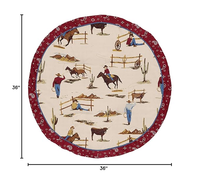 Sweet Jojo Designs Tan and Red Cowboy Playmat Tummy Time Baby and Infant Play Mat for Wild West Collection