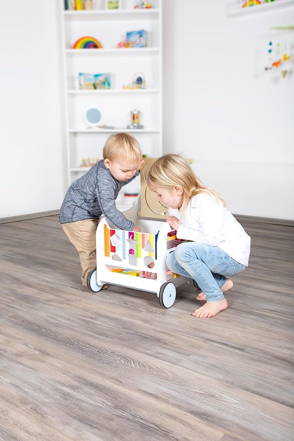 Small Foot Wooden Toys Premium Sweet Elephant Baby Walker & 5-in-1 Activity Center Designed for Toddlers 12+ Months