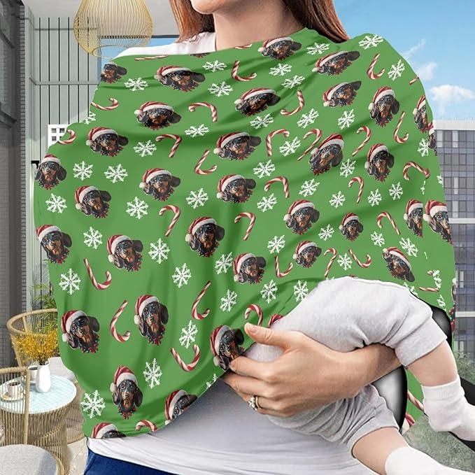 AFPANQZ Chrisatmas Candy Cat Summer Cactus Nursing Covers Breastfeeding Covers Stretchy Babies Car Seat Cover Gender Neutral Soft Breathable Infant Carseat Canopy