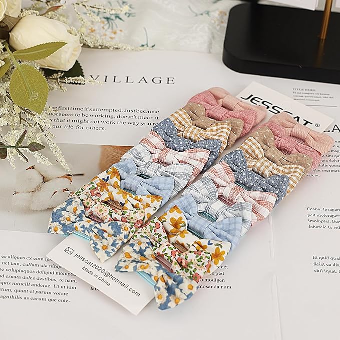 JESSCAT 22 Pcs Hair Clips for Girls with Bows Flower, Fully Lined Alligator Clips and Barrettes, Fabric Handmade Barrettes Hair Accessories for Girls Baby Infants Toddler Kids