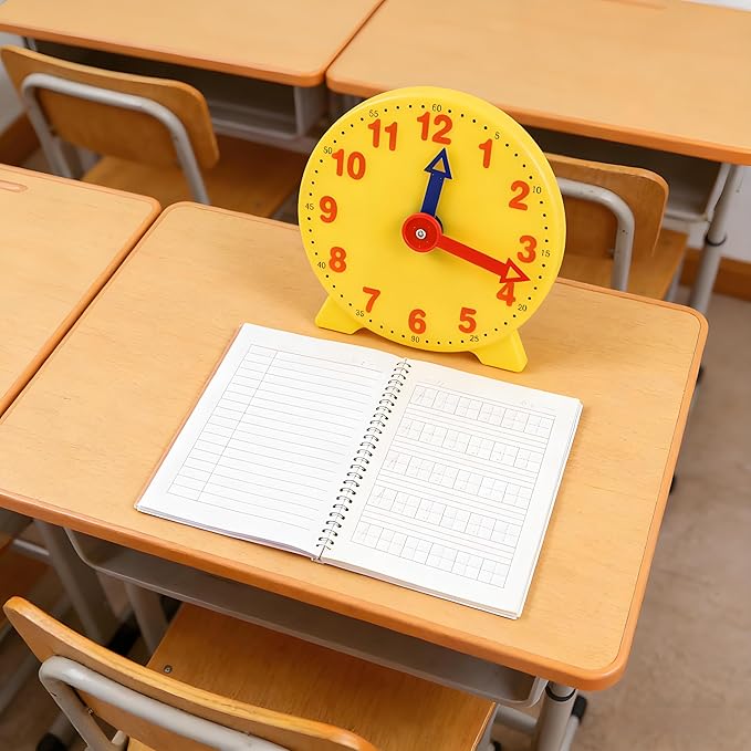 4 inch Teaching Clock, Learning Tell Time Analog Clock Demonstration 12 Hour 2 Pointers for Classroom Teacher