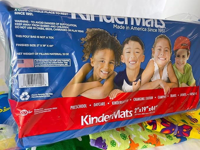 CASE Pack of 12 KinderMat, 1" Thick, 45" x 19" x 1", Red/Blue, 100% Made in USA