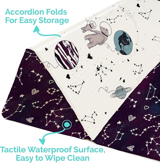 JumpOff Jo Foldable Foam Play Mat – Large Waterproof Baby & Toddler Activity Floor Mat, Double-Sided 70 x 59 Inch Play Surface