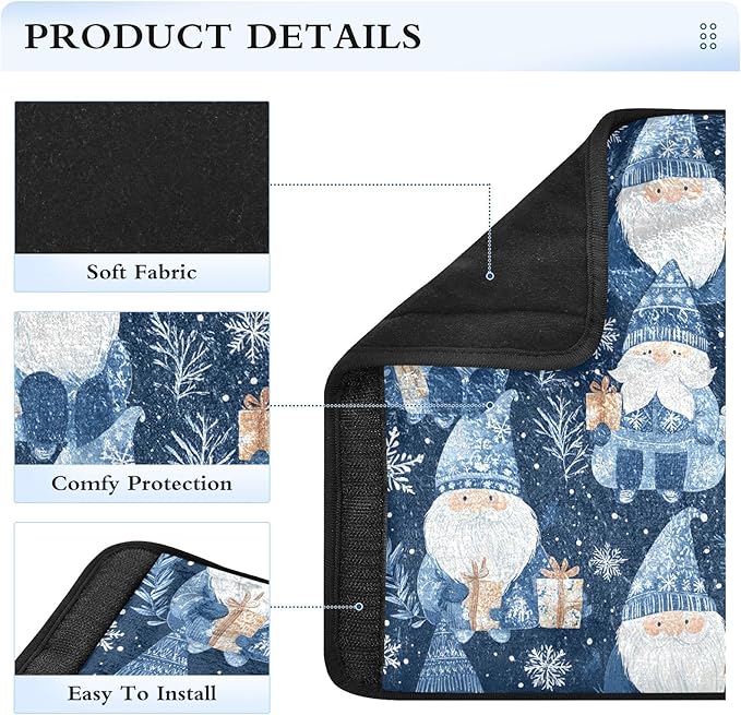 CHIFIGNO Blue Adorable Gnomes Snowflakes Seat Belt Cover Comfortable Car Seat Belt Pads 2 Pack Seatbelt Shoulder Pad Protect Your Neck and Shoulder