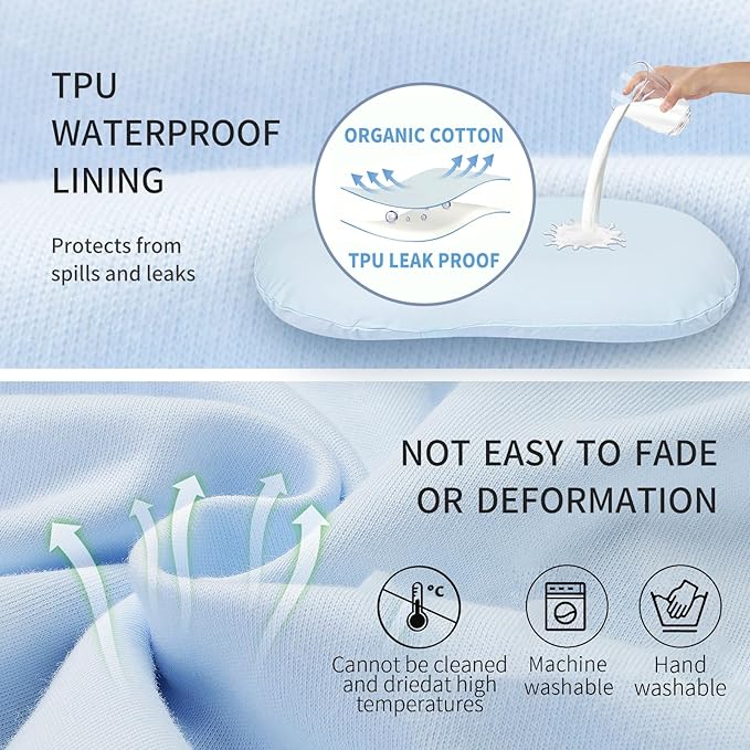 Pucmaoci Organic Waterproof Baby Lounger Covers 2 Pack| GOTS Certified 100% Cotton| Removable Cover with Waterproof Liner | Machine Washable and Dry (Cover only)（Blue & Green)