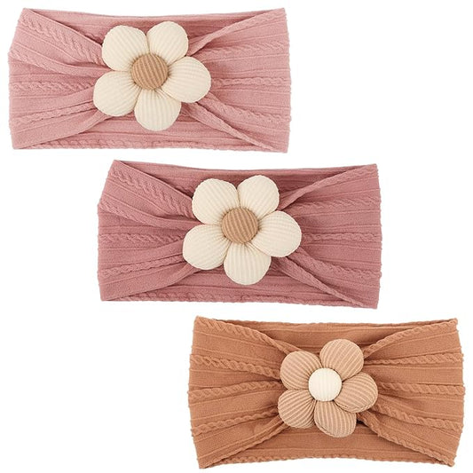 AQOKKA Baby Flower Headbands Nylon Baby Girl Headbands Soft Handmade Hairbands Toddler Hair Accessories for Girls Baby Newborn Infant Kids