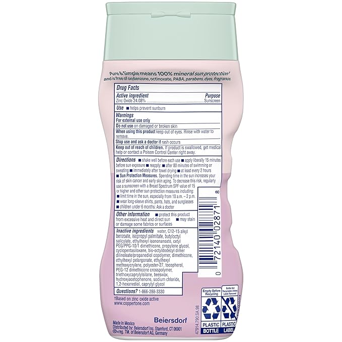 Coppertone Pure and Simple Baby Mineral Sunscreen Lotion SPF 50 (6 Fl Oz) + Baby Sunscreen Stick SPF 50 (0.49 Oz),Hypoallergenic and Fragrance Free,(Pack of 4)