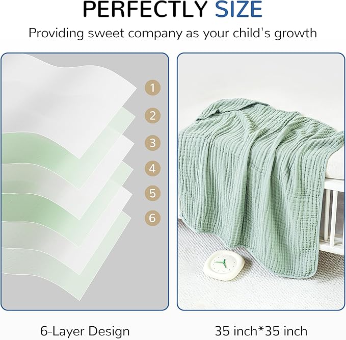 Momsnug 3-Pack Muslin Hooded Baby Towels, 100% Cotton, Ultra-Soft & Absorbent Baby Bath Towels with Hood for Babies, Infant, Toddler and Newbron(Green + Grey + Dark Blue，35" X 35'')