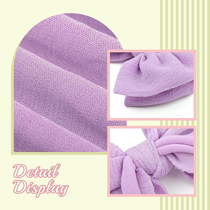 8PCS Baby Girl Headbands with Bows Slub Fabric Macaron Hair Bow Stretchy Hair Bands for Newborn Infant Toddler Little Girls Hair Accessories