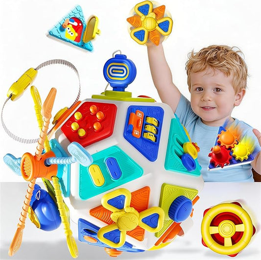 22-in-1 Busy Board for 1 Year Old, Activity Cube Montessori Sensory Toys for for Toddler 1-3, Early Educational Travel Toy for 1 Year Old Kid , Fine Motor Skills Gifts for Infant 12-18 M+ Boys & Girls