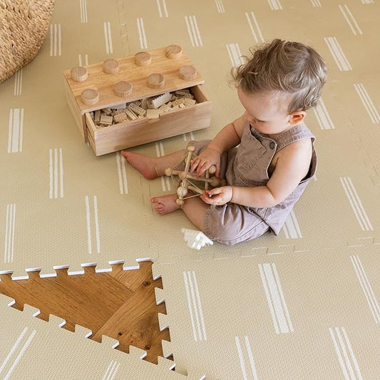 Lillefolk Baby Play Mat for Floor – 4x6ft Old White| Soft Non Toxic Premium EVA Foam Tiles for Tummy Time, Crawling & Playroom – Waterproof Interlocking Floor Mat for Babies & Toddlers (6 Tiles)