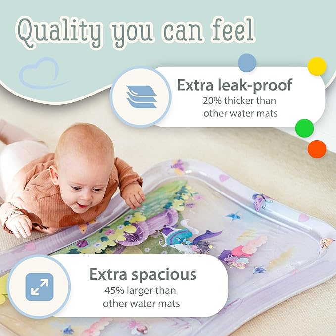 Premium Water Play Mat XXL – Award-Winning Inflatable Tummy Time Water Mat – Sensory & Motor Development Designed by Professional Educators – Certified 100% Baby-Safe Materials - Pink