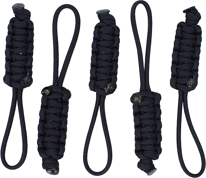 BubbasGarageTv - Large Heavy Duty Paracord Zipper Pulls (Black)