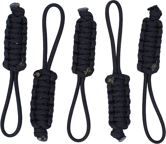 BubbasGarageTv - Large Heavy Duty Paracord Zipper Pulls (Black)