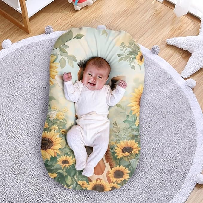 Giraffe Baby Lounger Cover Fall Sunflower Gifts for Boys Girls 31.5'' x 21.3'' Snuggle Me Covers Fits Most Loungers Newborn Infant Nest Slipcover Soft and Comfortable