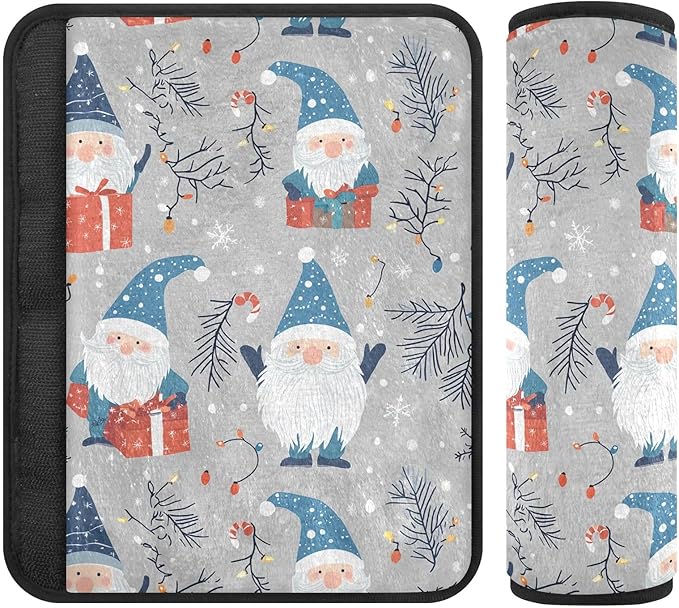 2 Pack Seat Belt Cover Pad Cute Gnomes Christmas Lights Seat Belt Strap Cover Comfortable Car Seat Straps Shoulder Pads for Car Bag