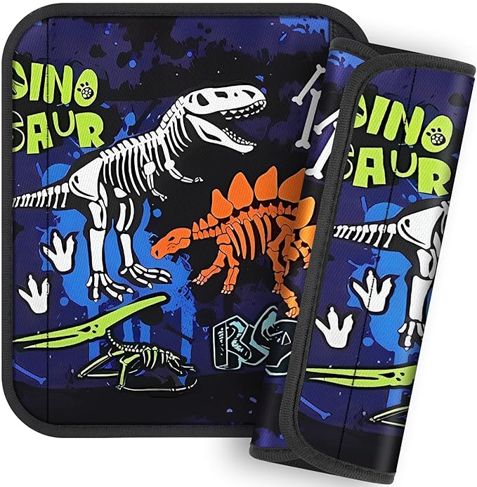 Akkya 2 Pack Seat Belt Cover Pad, Dinosaur Seatbelt Cushion Car Seat Strap Pads for Kids Carseat Stroller Shoulder Strap Protector Accessories