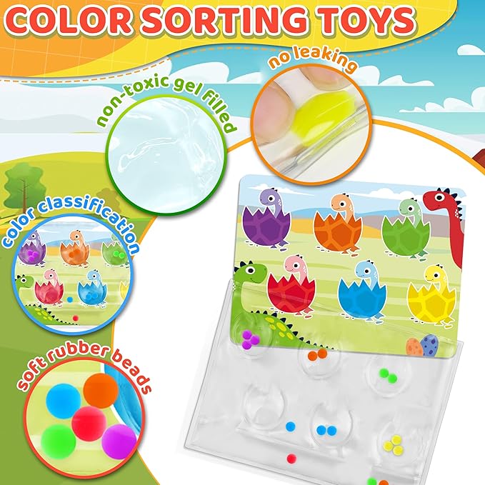 4 in 1 Airplane Travel Activities Car Ride Essential Gift for Toddler Color Sorting Sensory Autism Toys Matching Game Restaurant Quiet Fidget Toy Valentine for Kids 3-5 Easter Basket Stuffer
