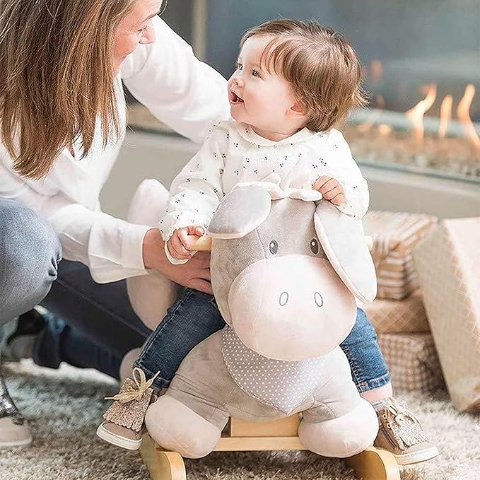 Nattou Rocking Horse Animal for Children, Cappuccino The Donkey, 10-36 Months, 62 x 32 x 50 cm, Beige, 211505