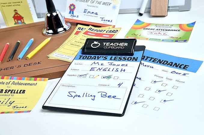 Dr. STEM Toys - Play Teacher Role-Play Set Includes Reusable White Board, Bell, Report Cards, for Home or Classroom, Over 30 Pieces Included, Gift for Kids, Complete Set