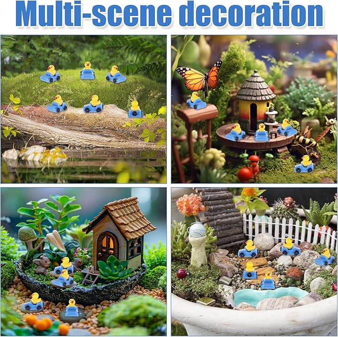 Tinoaly 30pcs Miniature Duck Figures, Whimsical Resin Mini Ducks in a Car, Dark Blue, 1:12 Scale, Adult, Unisex, Ornament