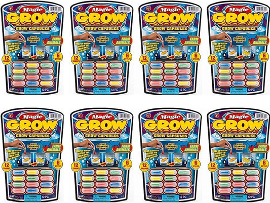 JA-RU Magic Grow Capsules for Kids (8 Pack, 96 Capsules Assorted) Water Growing Toys - Foam Sea Creatures, Dinosaurs, & Farm Animals, Science Party Favors & Classroom Prizes. 305-8s