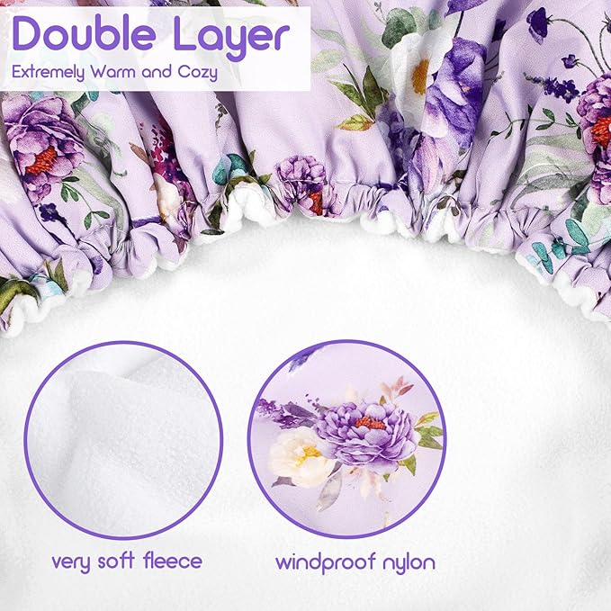 Winter Car Seat Cover Baby Girl Boy, Warm & Windproof Infant Carseat Cover Canopy Protect Baby from Cold Weather, Plush Fleece, Purple Floral