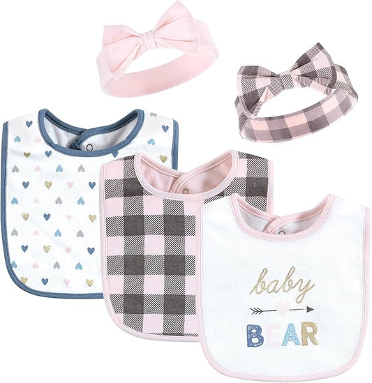 Hudson Baby Unisex Baby Cotton Bib and Headband Set