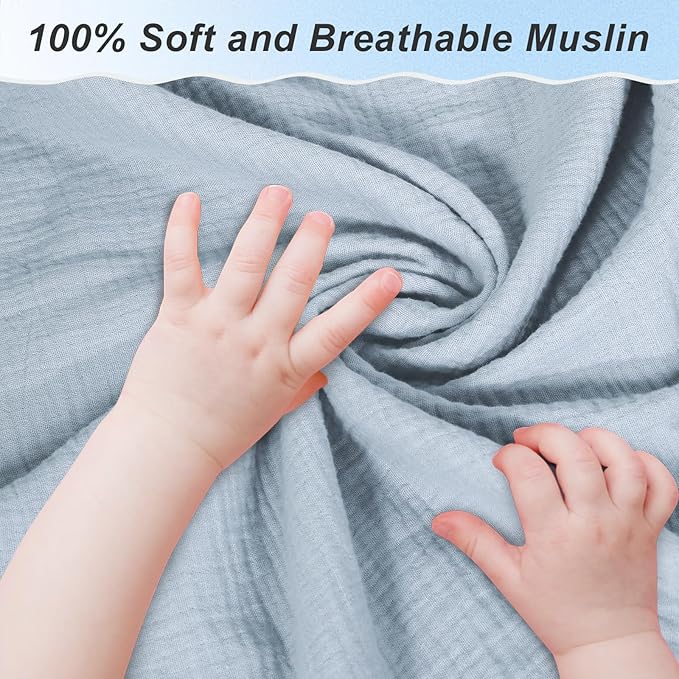Car Seat Cover Baby, Soft Muslin Cotton Baby Car Seat Cover, Lightweight Breathable Infant Carseat Cover for Sunshade and Privacy, Car Seat Covers for Babies (Dusty Blue)