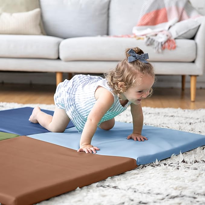 ECR4Kids SoftZone Quad Fold-N-Go Activity Mat, Folding Playmat, Contemporary