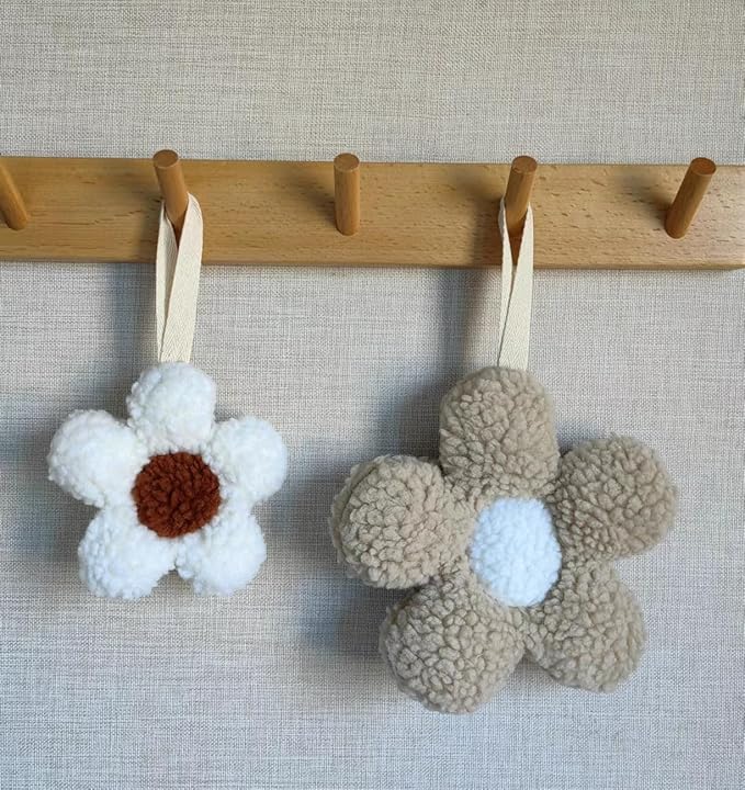 Baby Daisy Pacifier Holder,Light and Soft Dummy Holder Handmade 2 Pack, Decor for Nursing Kids Room