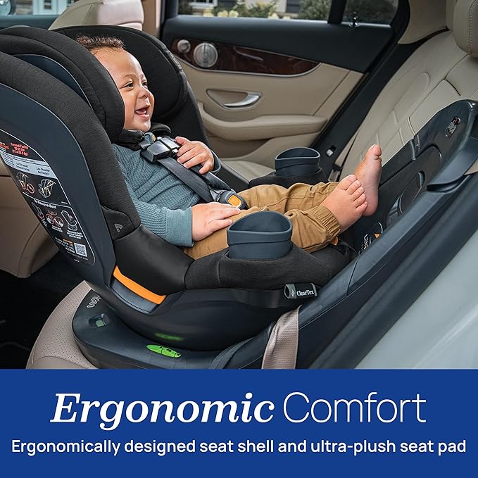 Chicco Fit360 ClearTex Rotating Convertible Car Seat with 360 Degree Rotation for Rear-Facing and Forward-Facing Usage, LeverLock Self-Tensioning Lock System | Slate/Grey