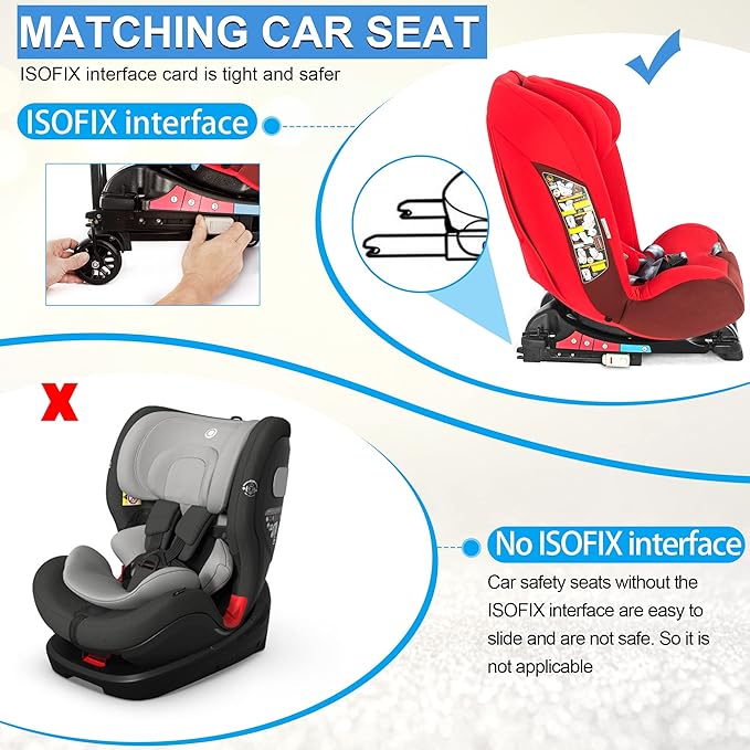 AKOZLIN Travel Airport Toddler Cart for Car Seat (Only fit for car Seats with ISOFIX Interface) Adjustable Belt Trolley Dolly