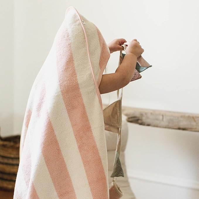 Burt's Bees Baby Hooded Woven Terry Towels Organic Cotton, Unisex Bath Essentials, Soft Nursery Towel for Infants, Toddlers, Kids