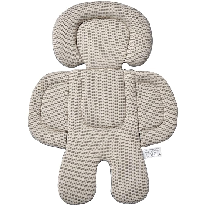 Innokids Infant Car Seat Insert for Newborn, 2 in 1 Reversible Soft Padded Baby Head and Body Support for Stroller, Carseat, Swing (Beige/Gray)