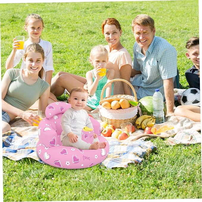 Baby Seat Inflatable Baby Chair Cute Inflatable Baby Seat Stable Blow Up Baby Chair with Built in Pump Baby Seat for Babies 3-36 Months, Floor Seater Gifts., pink